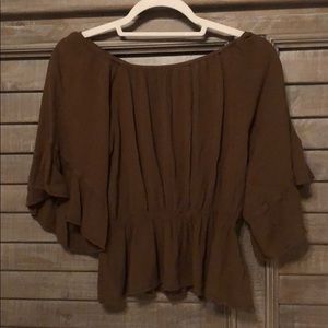 Dark brown off shoulder blouse